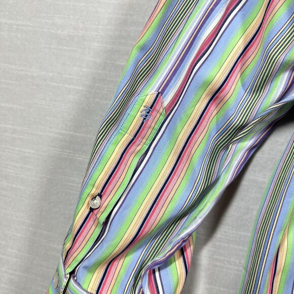 Robert Graham Shirt Mens Colorful Button Up Large Embroidered Striped Floral - Picture 15 of 16